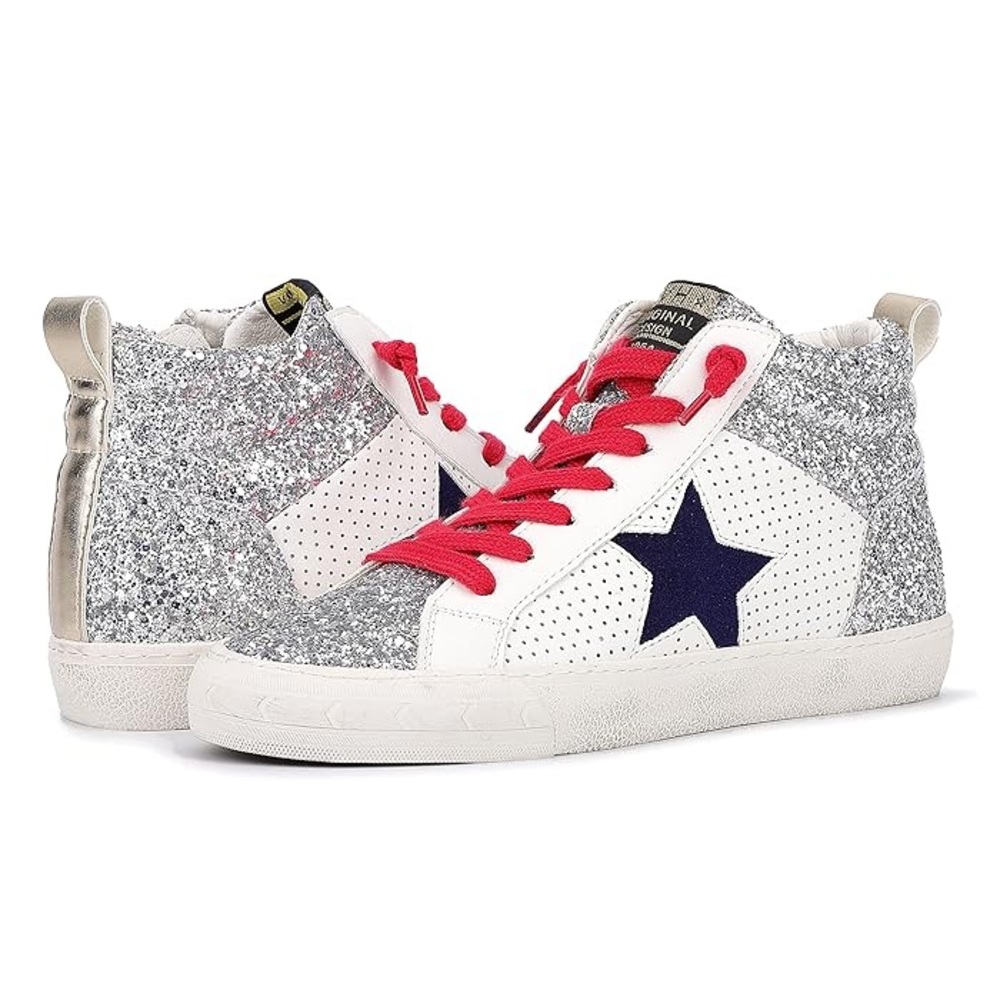 Vintage Havana Silver and Red Glitter Sneakers